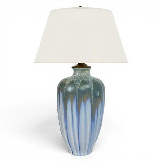 Tall Blue & Gray Ceramic Art Pottery Lamp