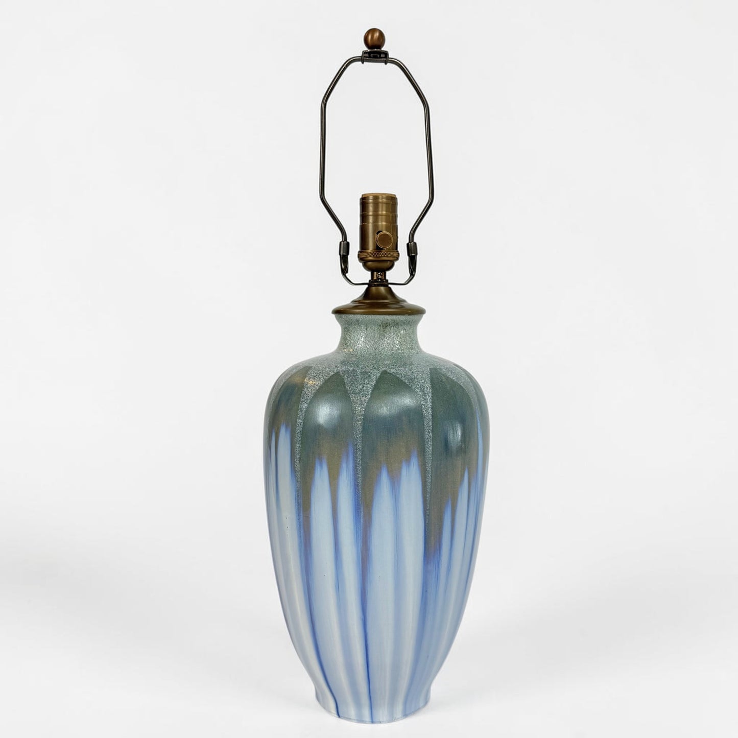 Tall Blue & Gray Ceramic Art Pottery Lamp