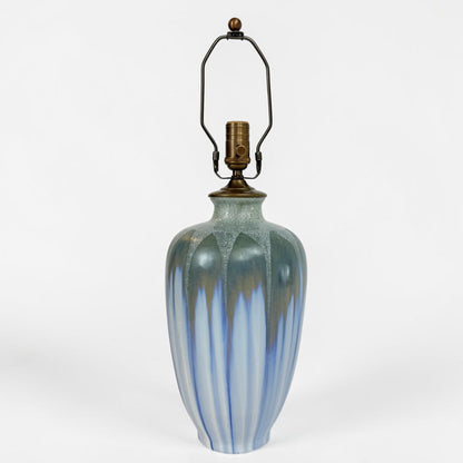 Tall Blue & Gray Ceramic Art Pottery Lamp