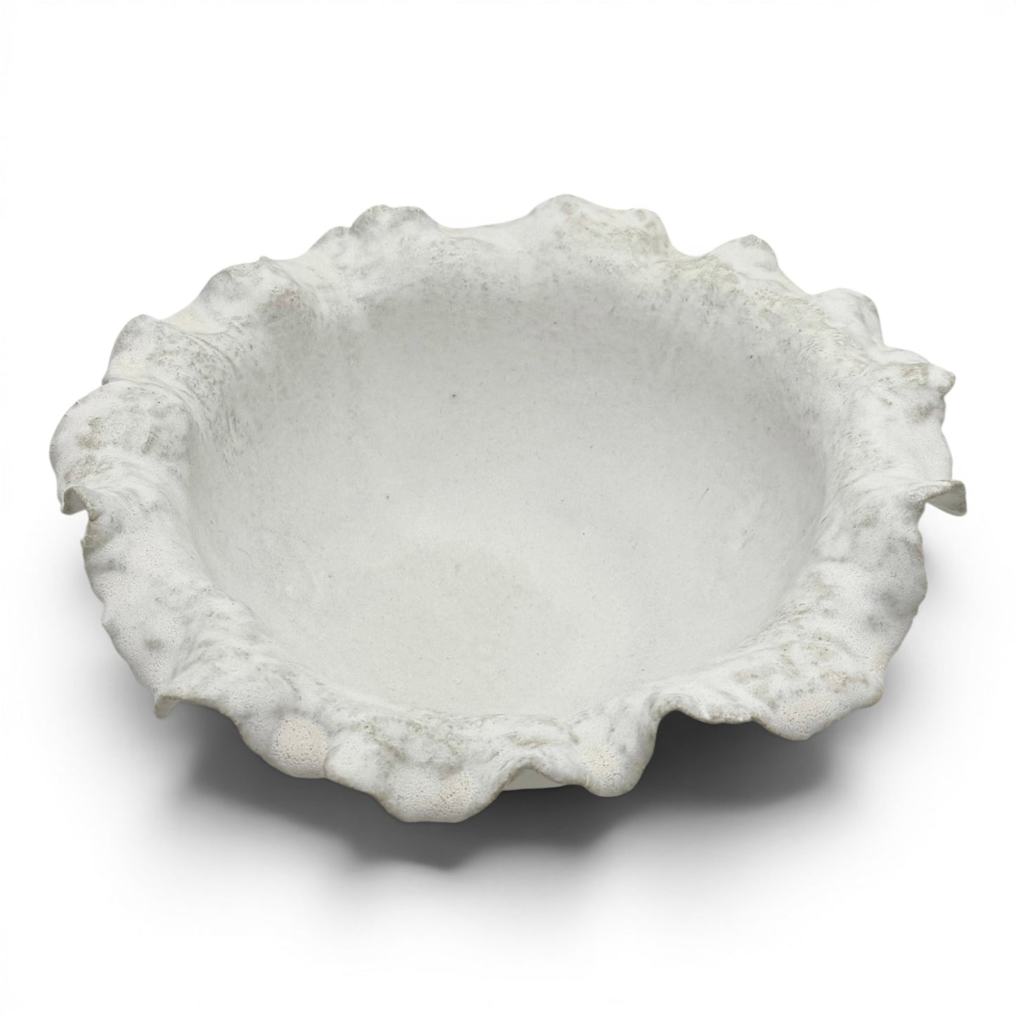 White Stoneware Bowl with Ruffled Rim