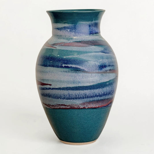Handmade Teal Stoneware Vase