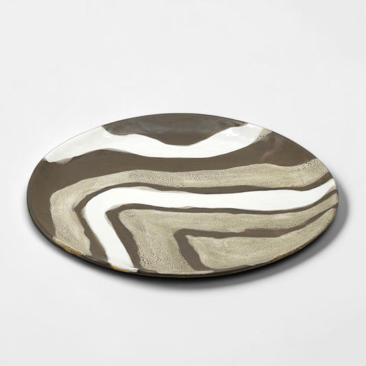 Handmade Brown and White Porcelain Platter