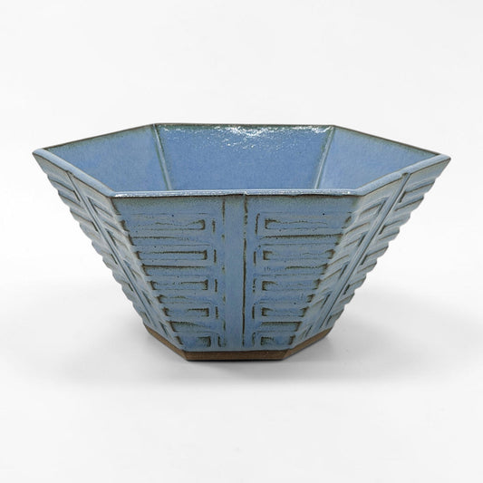 Hexagonal Light Blue Stoneware Bowl