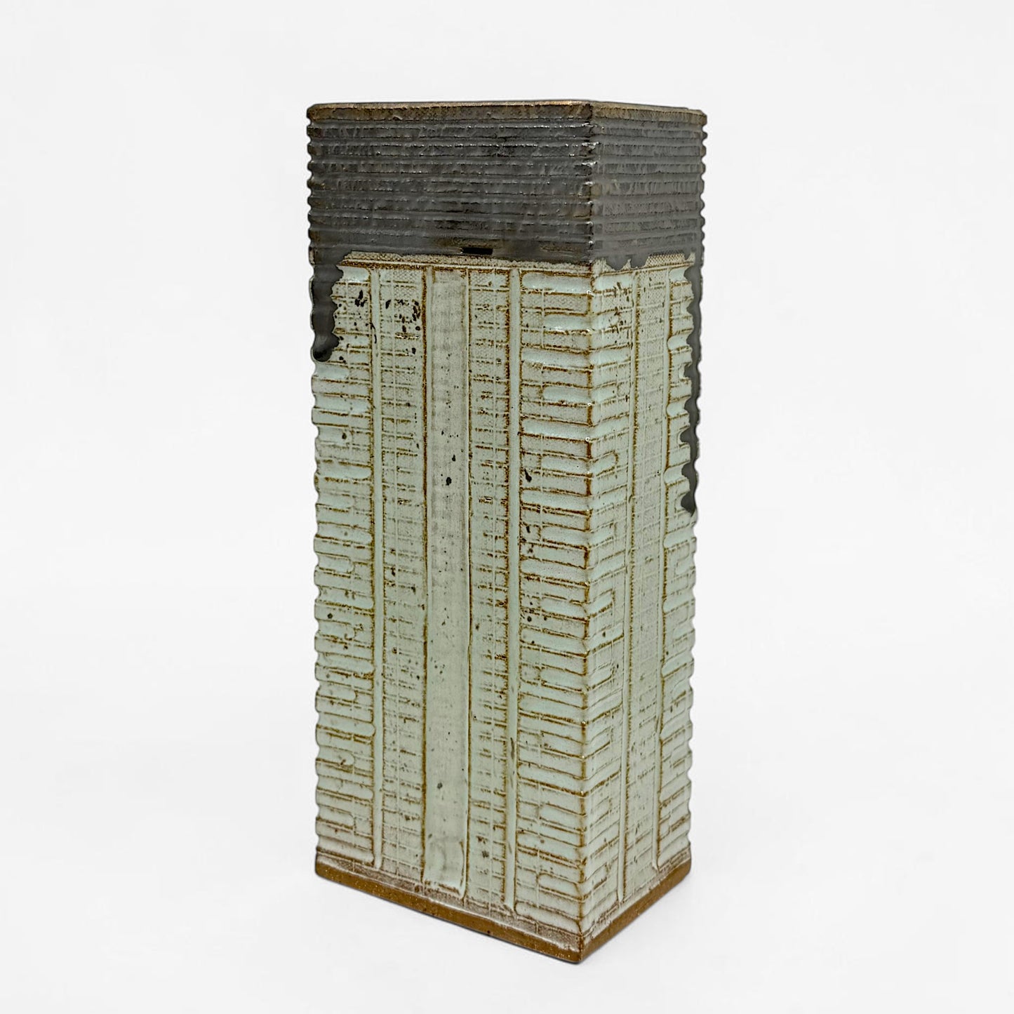 Pale Green and Bronze Stoneware Vase