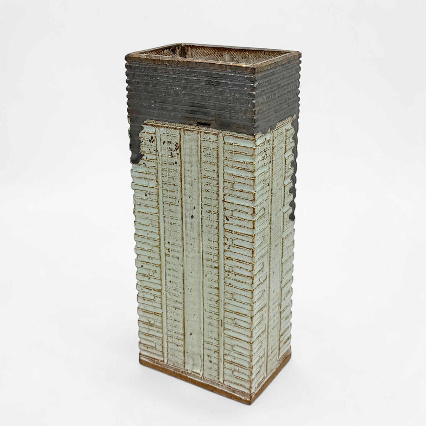 Pale Green and Bronze Stoneware Vase