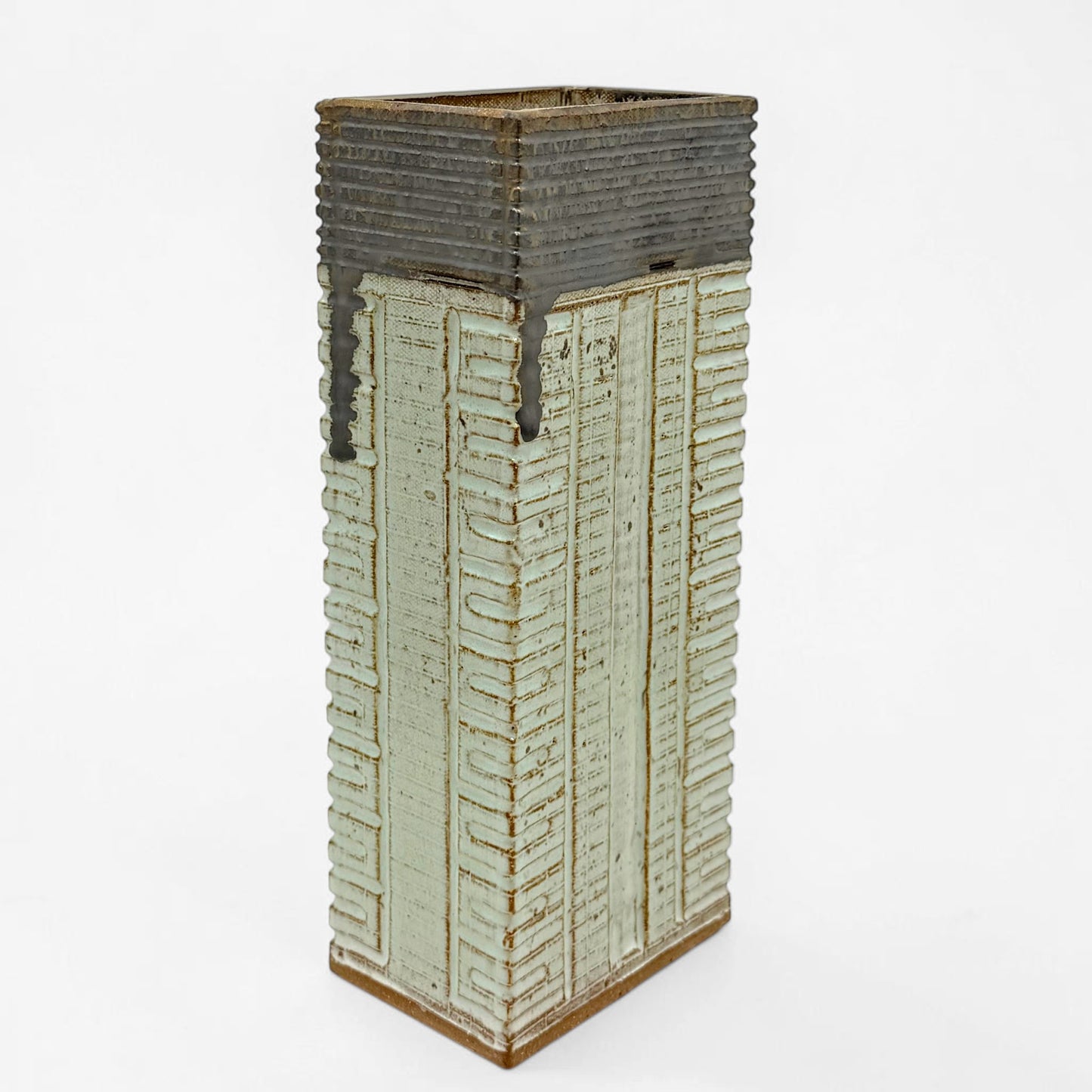 Pale Green and Bronze Stoneware Vase