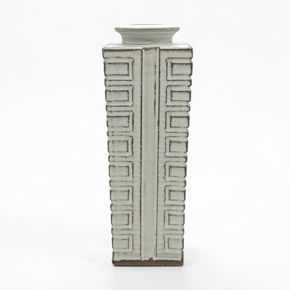 Matte Gray Tapered Stoneware Vase