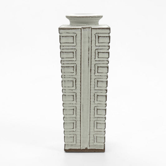 Matte Gray Tapered Stoneware Vase