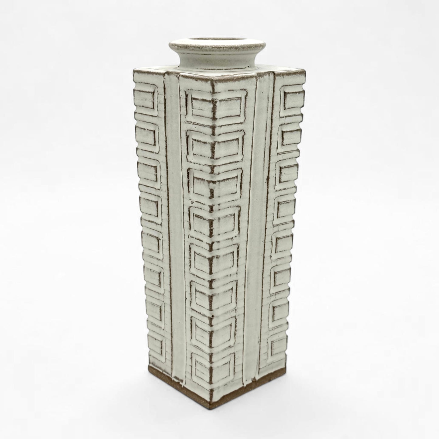 Matte Gray Tapered Stoneware Vase