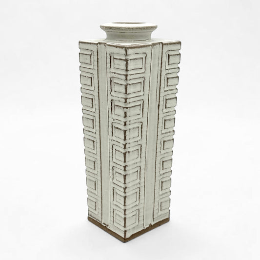 Matte Gray Tapered Stoneware Vase
