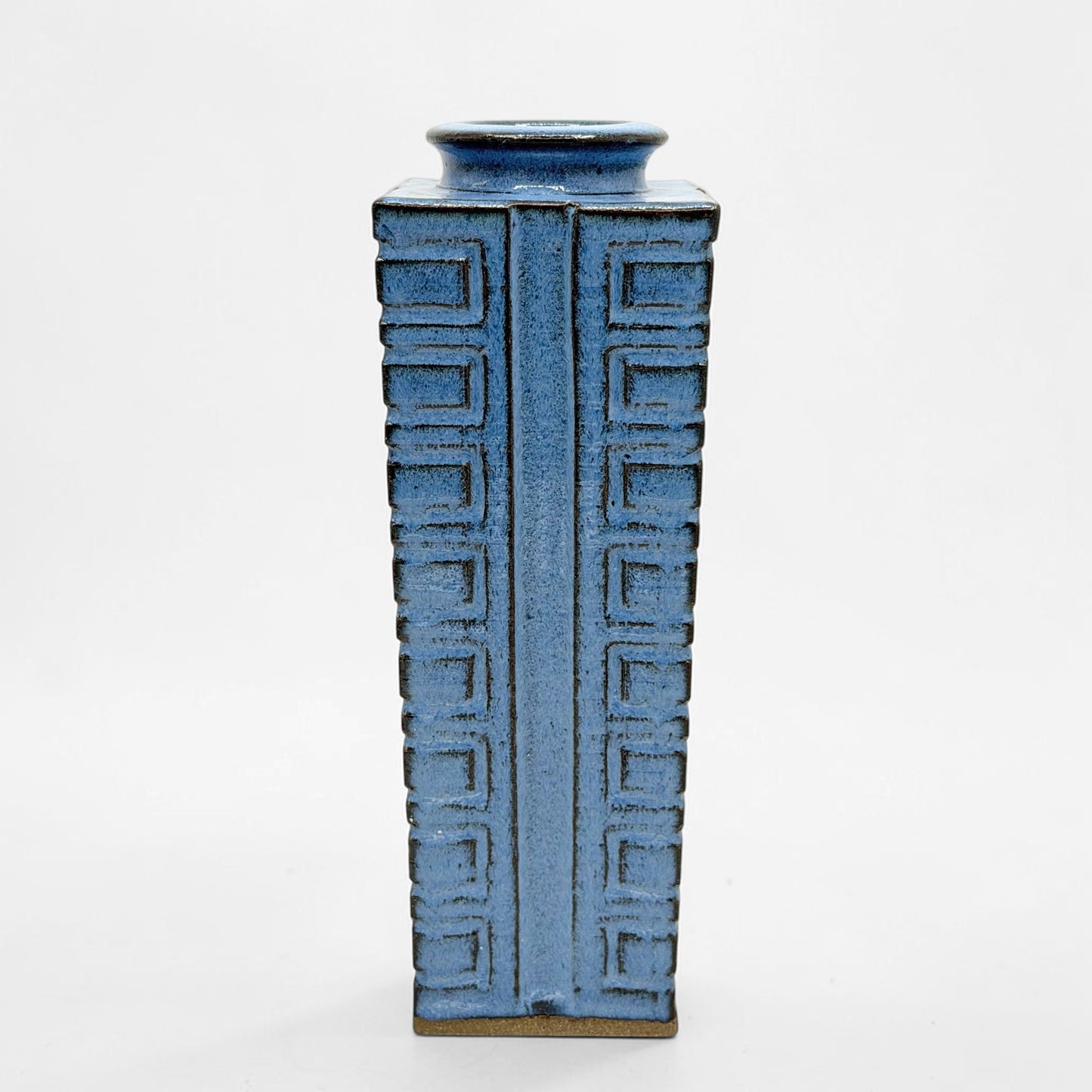 Blue Glazed Tapered Stoneware Vase