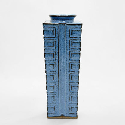 Blue Glazed Tapered Stoneware Vase