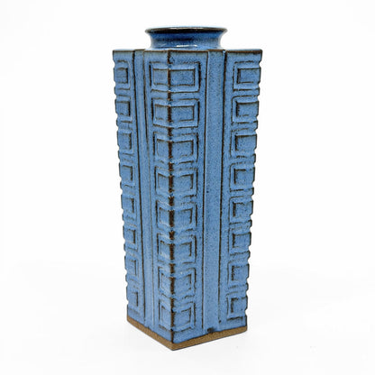 Blue Glazed Tapered Stoneware Vase