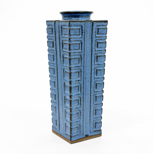 Blue Glazed Tapered Stoneware Vase