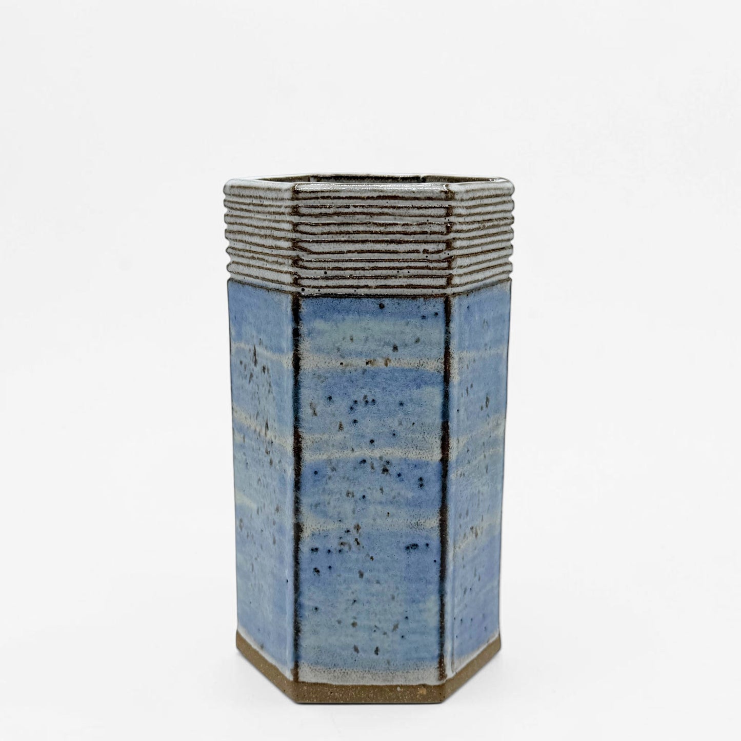 Blue and White Hexagonal Vase