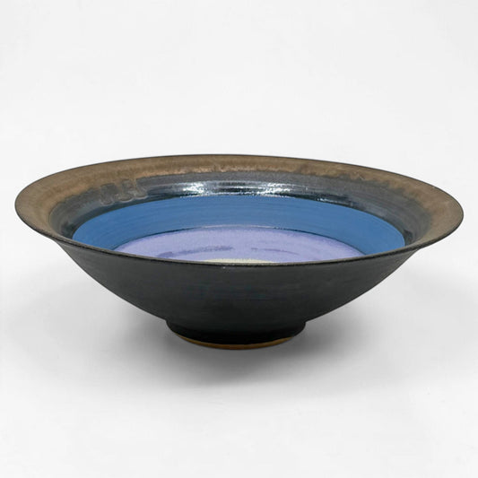 Bronze and Blue Striped Stoneware Bowl