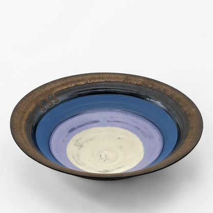 Bronze and Blue Striped Stoneware Bowl