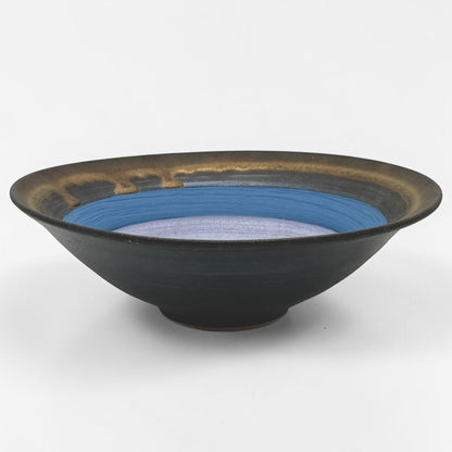Bronze and Blue Striped Stoneware Bowl