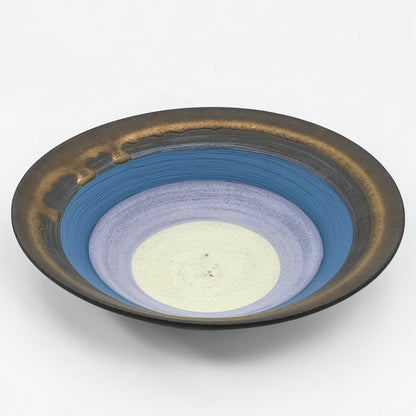 Bronze and Blue Striped Stoneware Bowl