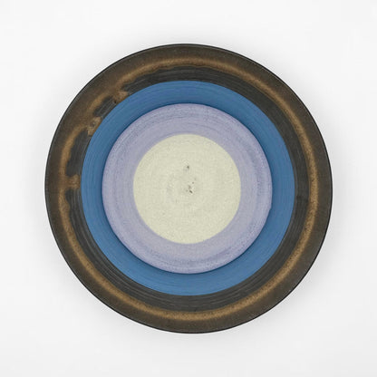 Bronze and Blue Striped Stoneware Bowl