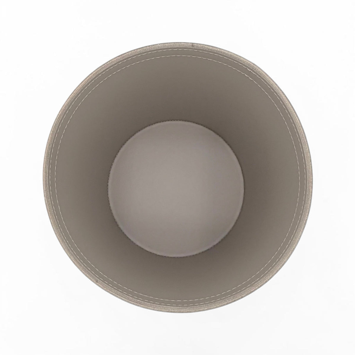Taupe and Light Gray Leather Waste Basket
