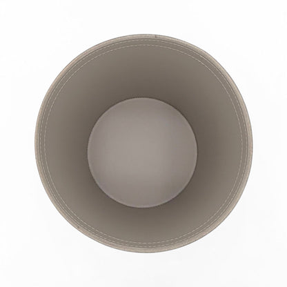 Taupe and Light Gray Leather Waste Basket