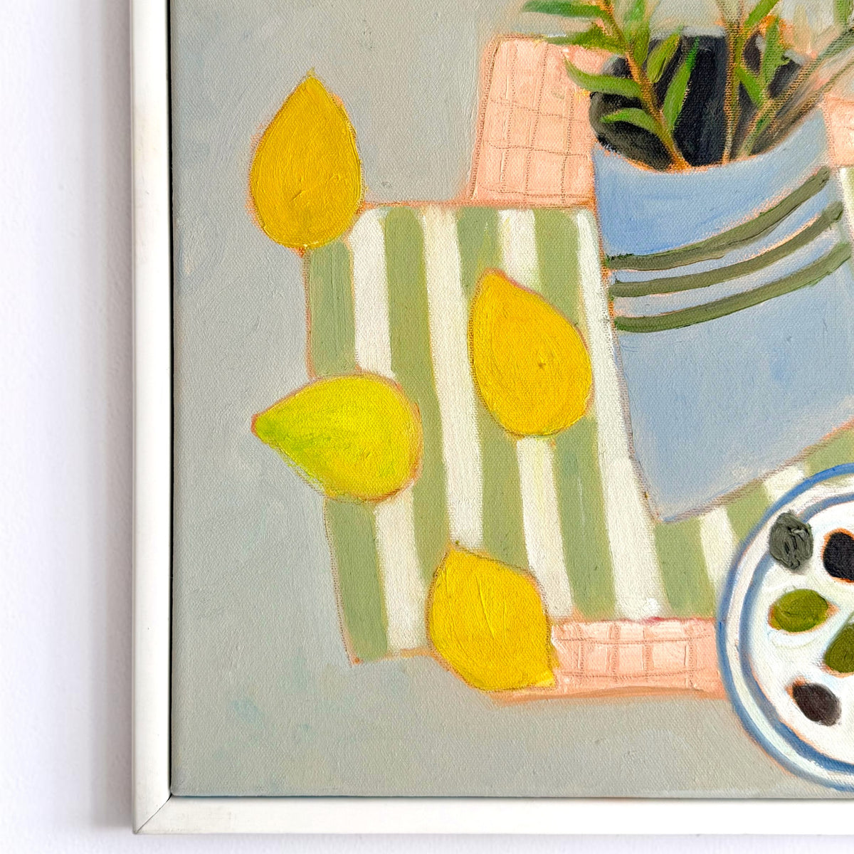 Still Life Painting of Olives and Lemons