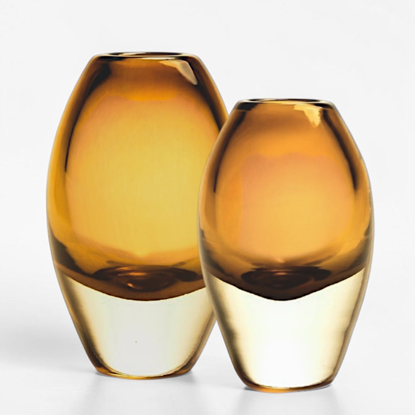 Set of Two Molded Cognac Glass Vases