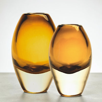 Set of Two Molded Cognac Glass Vases