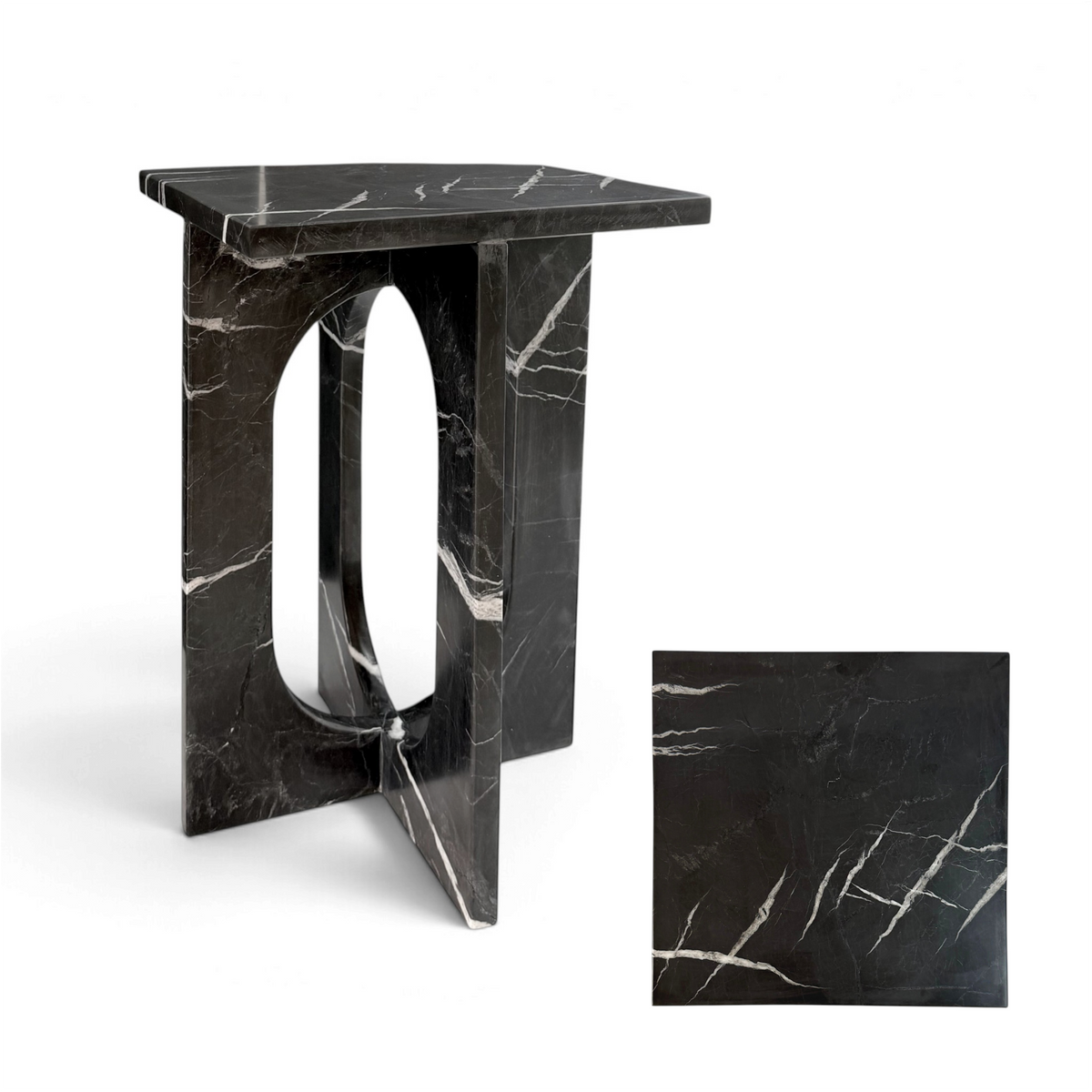 Square Black Marble Side Table