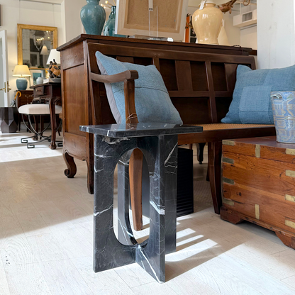 Square Black Marble Side Table