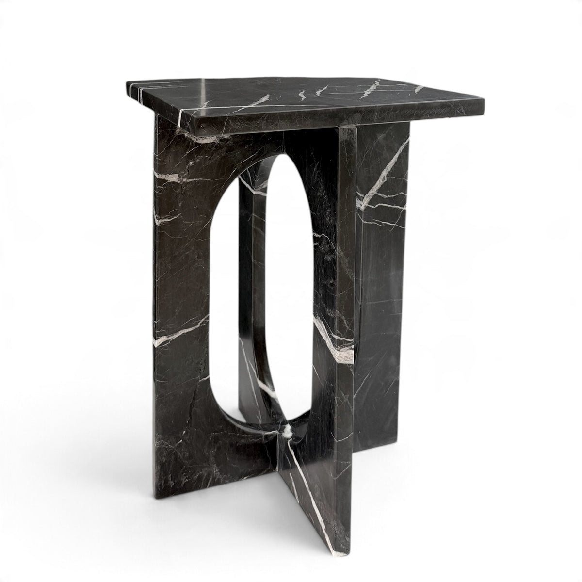 Square Black Marble Side Table