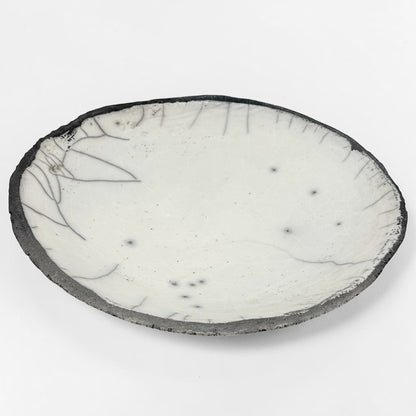Shallow Raku Bowl in Black & White