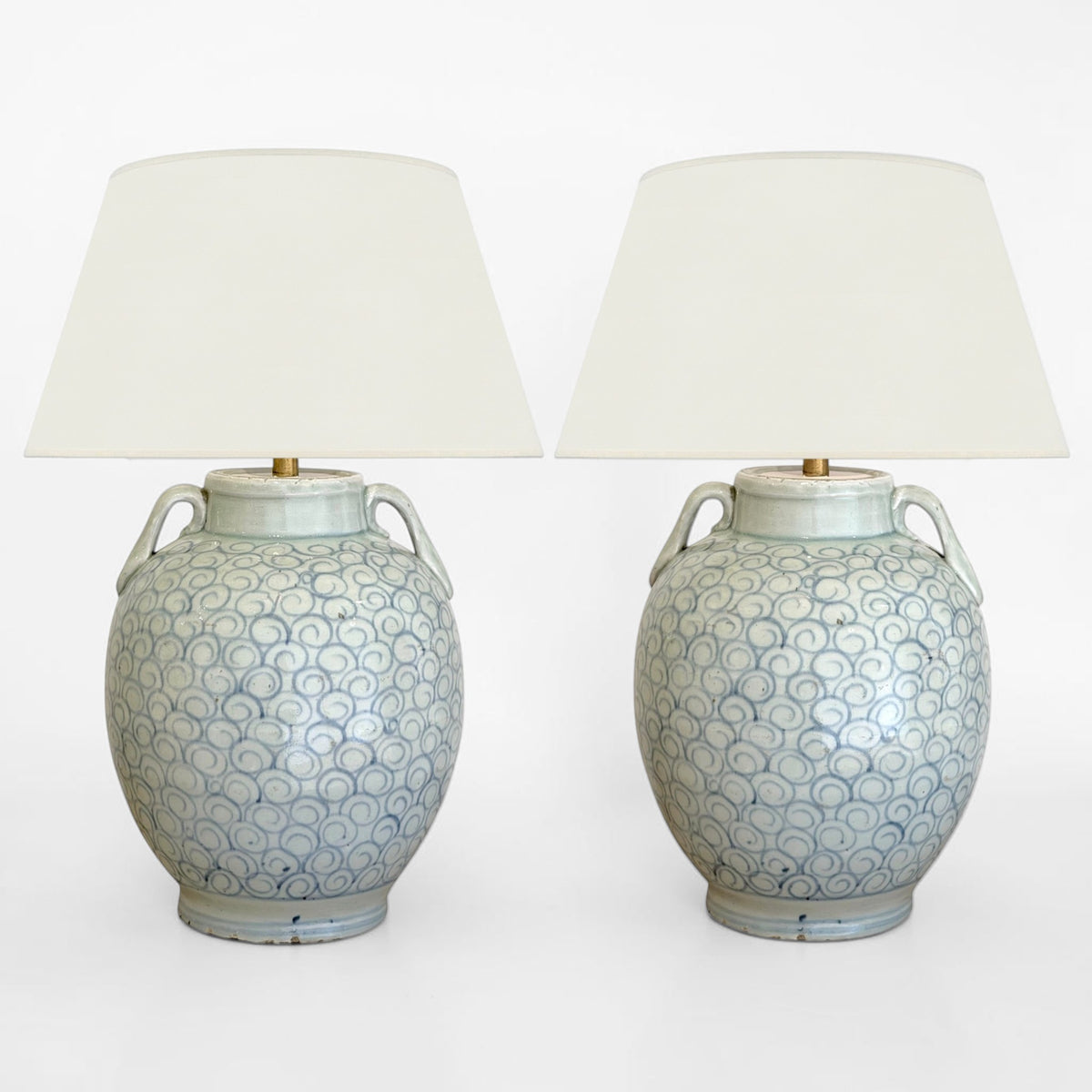 Pair of Blue and White Chinoiserie Lamps