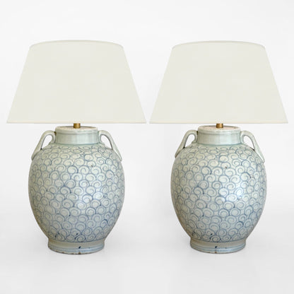 Pair of Blue and White Chinoiserie Lamps