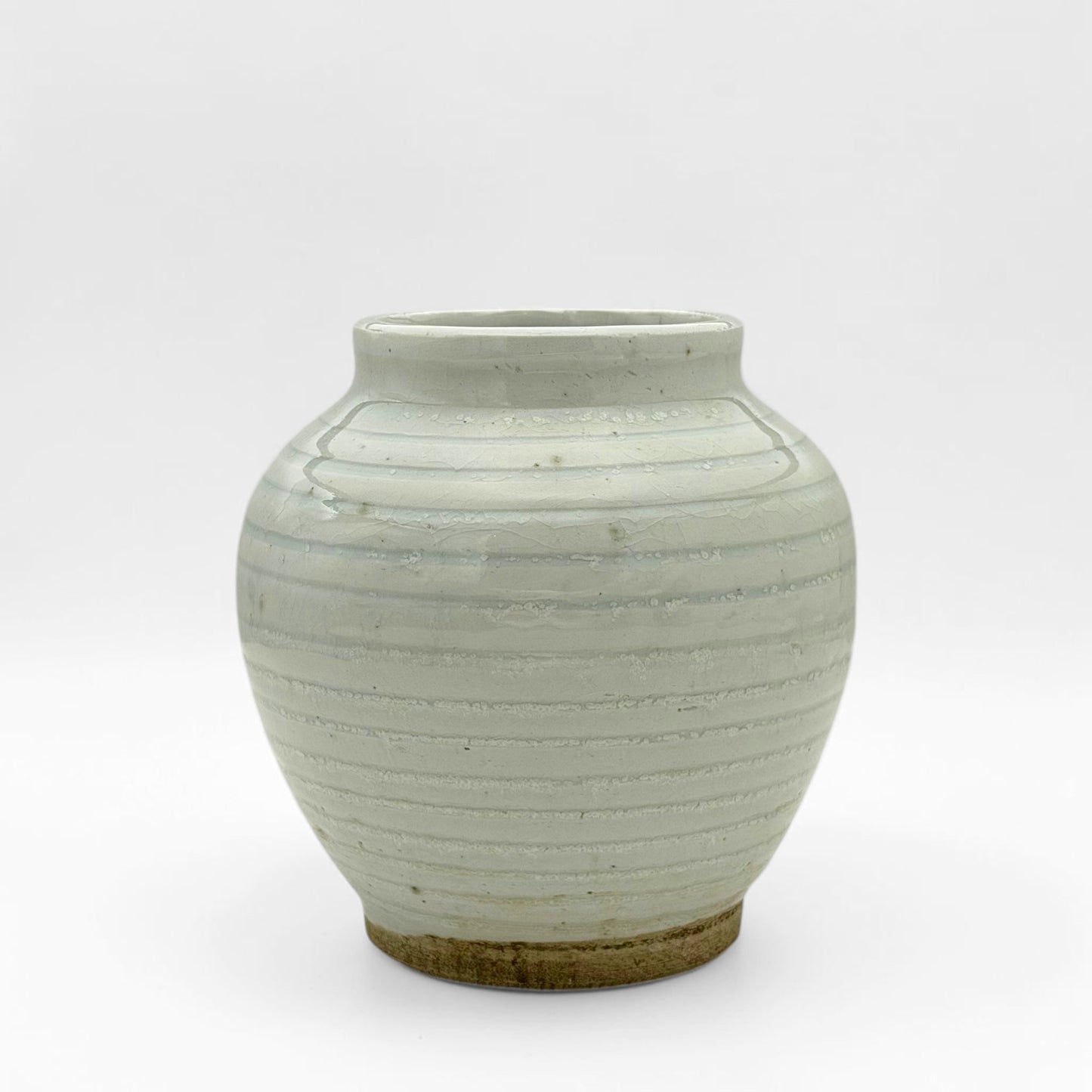 Ribbed Pale Green Crackle Vase