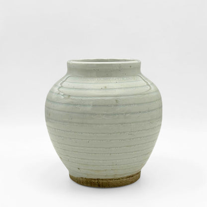 Ribbed Pale Green Crackle Vase
