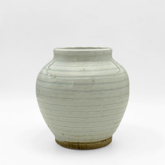 Ribbed Pale Green Crackle Vase