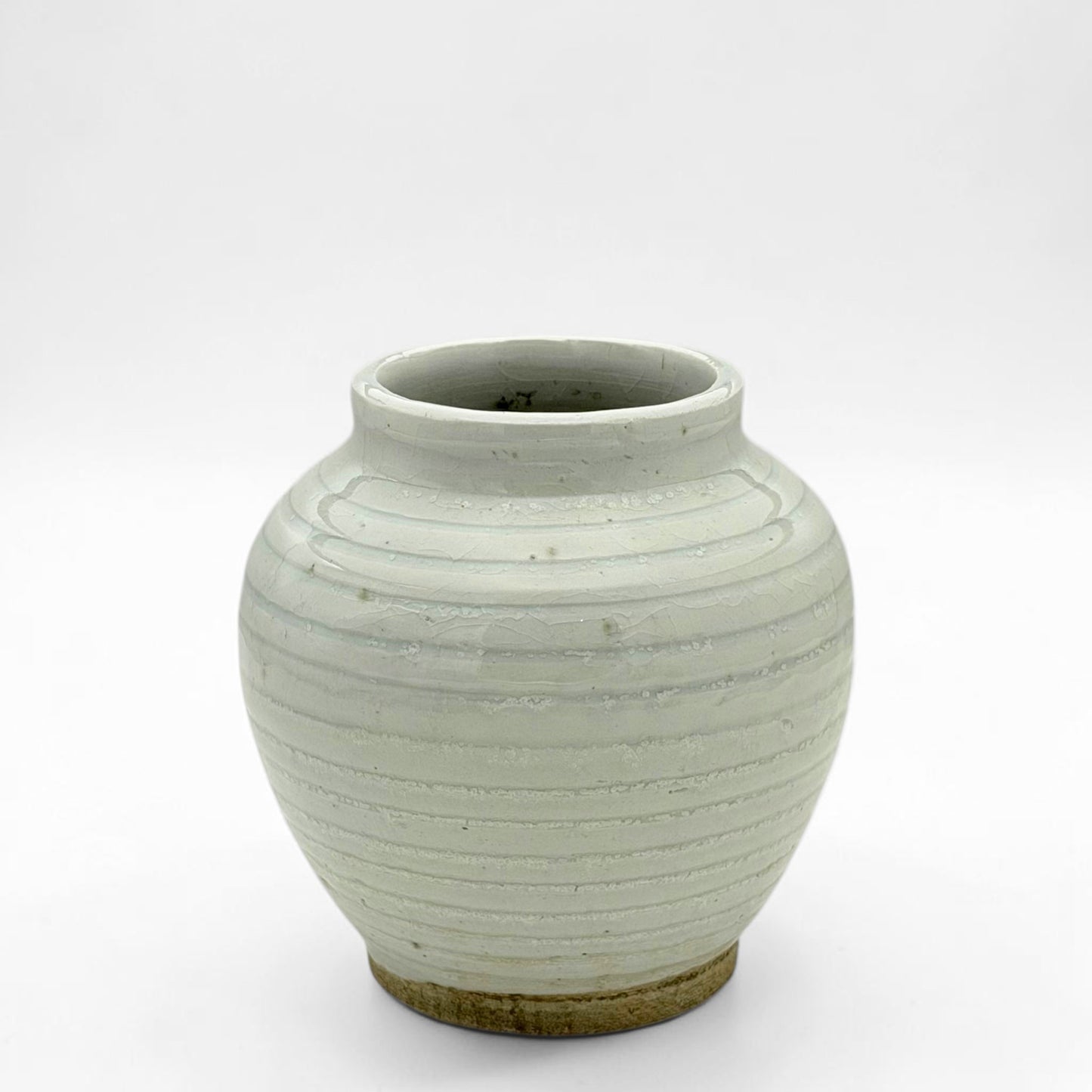 Ribbed Pale Green Crackle Vase