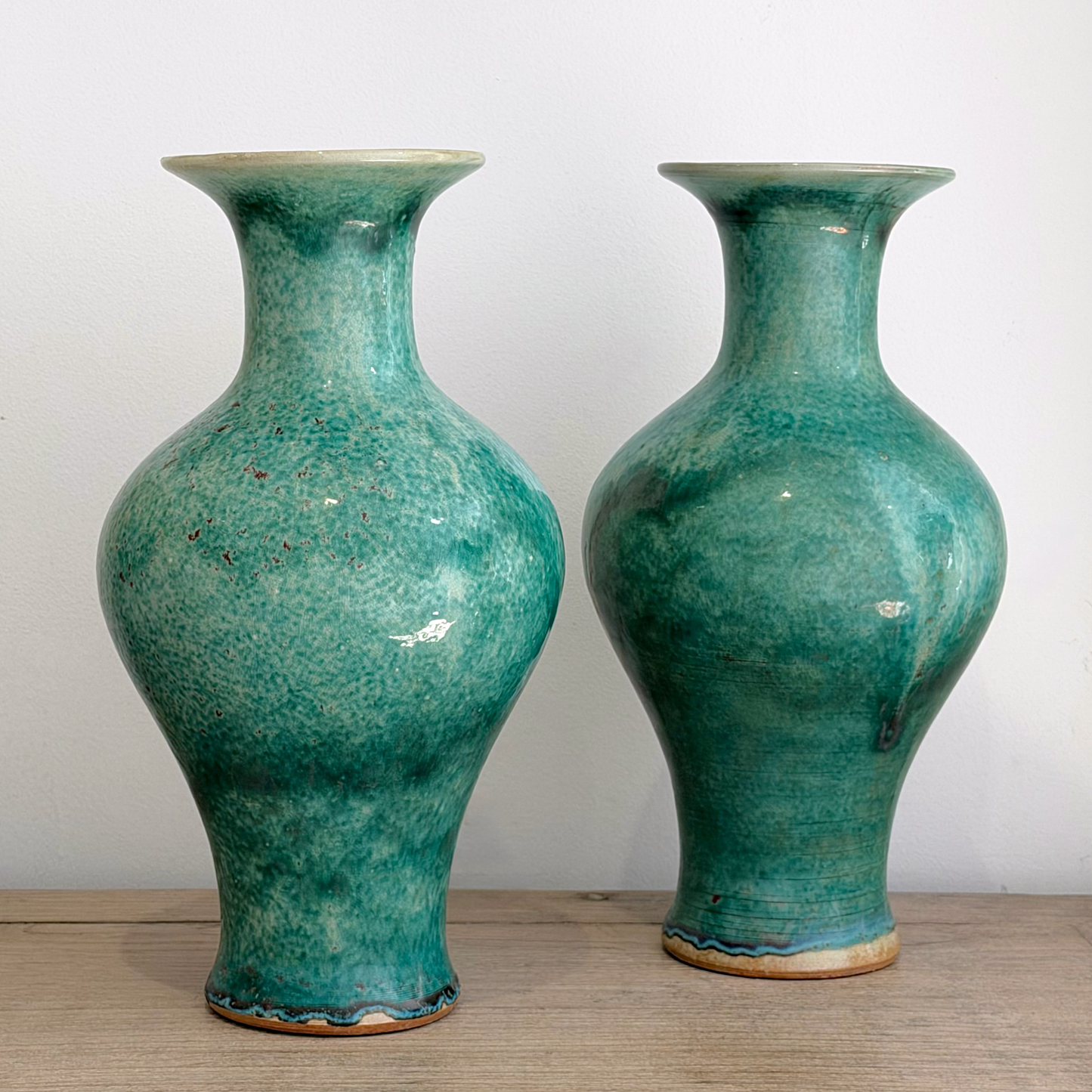 Pair of Green Terrcotta Vases