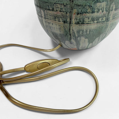 Pair of Green Drip Glazed Table Lamps