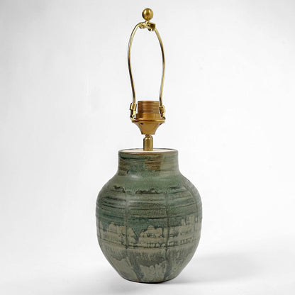 Pair of Green Drip Glazed Table Lamps
