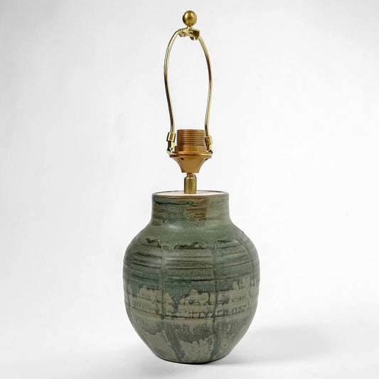 Pair of Green Drip Glazed Table Lamps