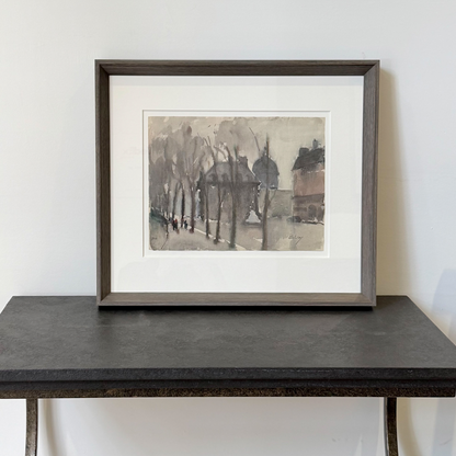 French Village Watercolor Painting