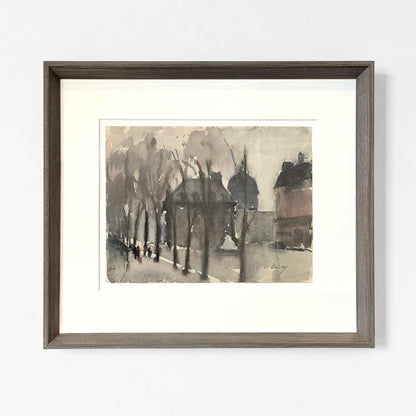 French Village Watercolor Painting
