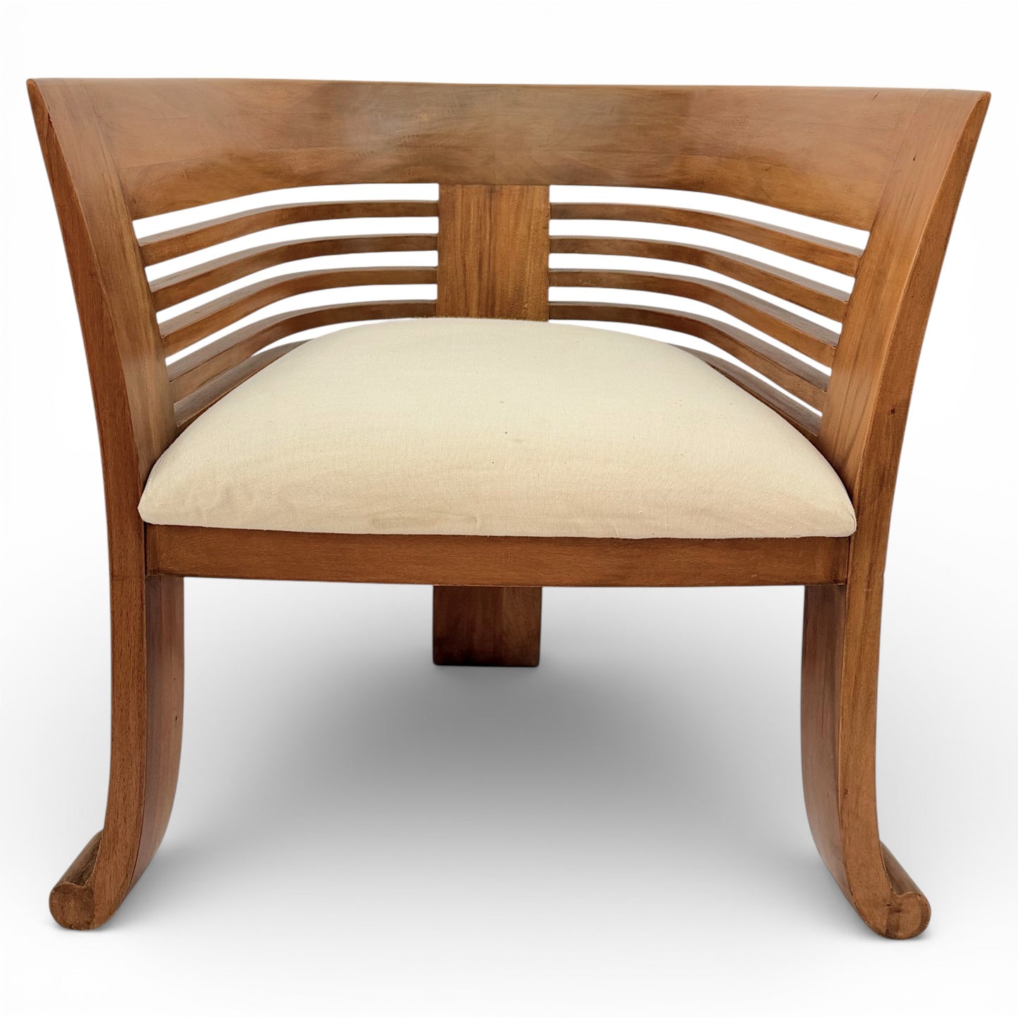 Pair of Italian Beech Wood Barrel Chairs, circa 1970s-80s