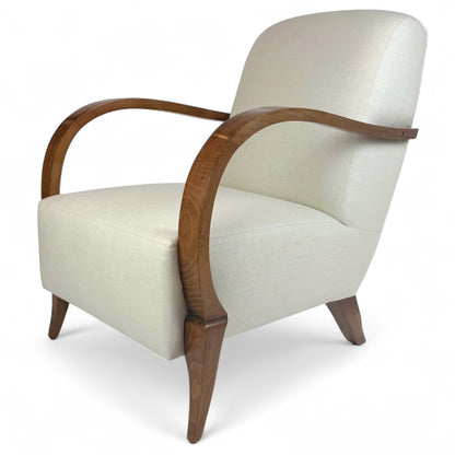 Pair of French Mid Century Upholstered Arm Chairs