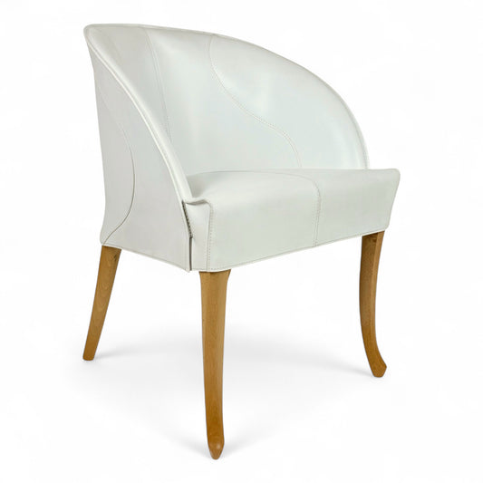 White Leather Side Chair by Umberto Asnago for Giorgetti