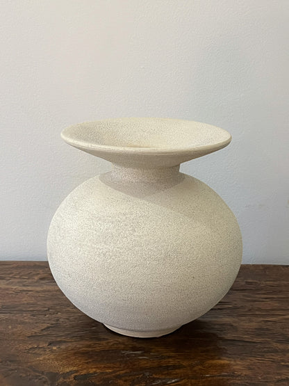 Round Beige Textured Vase by Peter Jesse