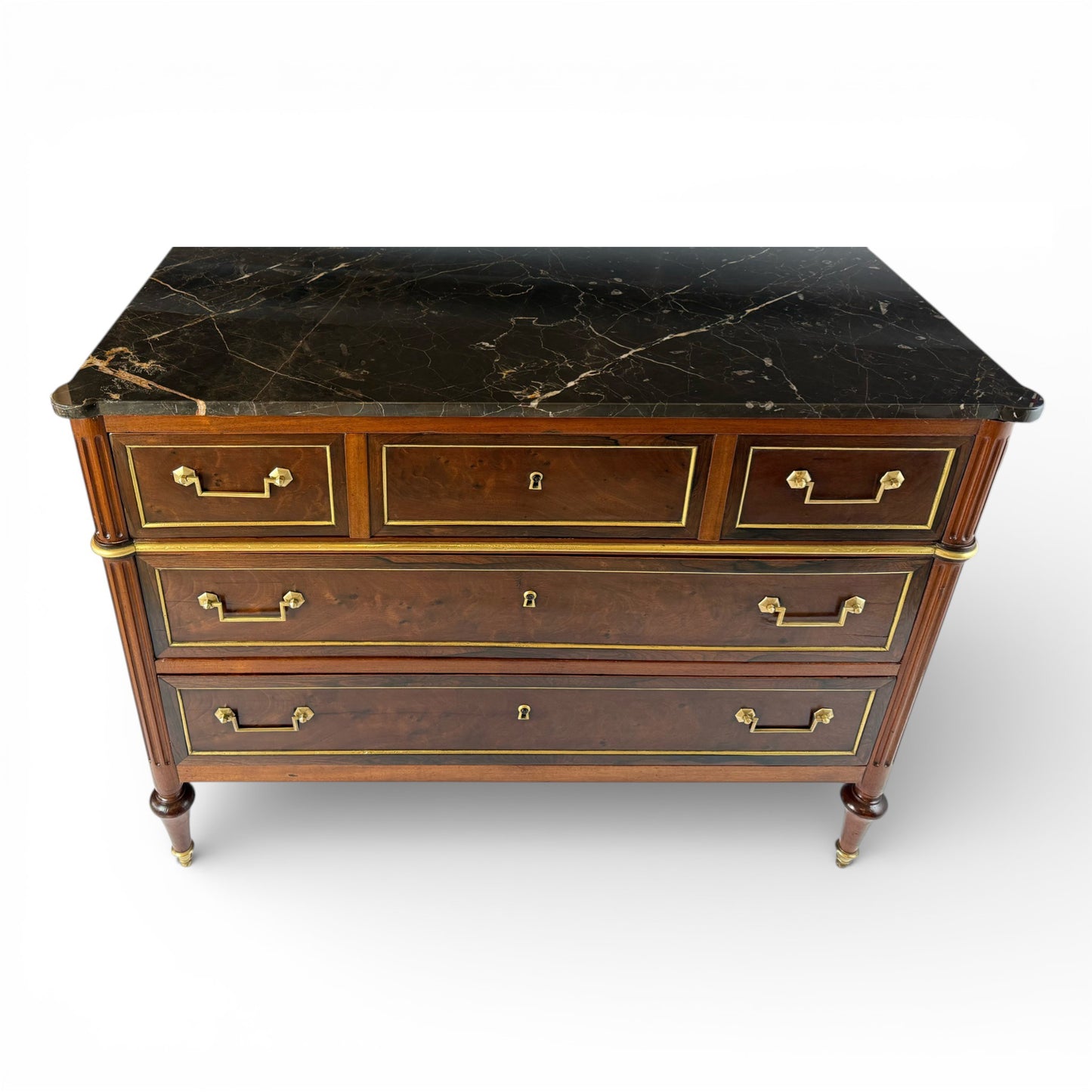French Walnut Three Drawer Commode, 19th Century